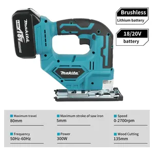 Makita <span class=keywords><strong>18V</strong></span> 300W Mini scie sauteuse électrique sans balais à grande vitesse Modèle DJV182 0-2700 tr/min Course de 80 mm Angle de coupe de 45° Bois - Product Image 4