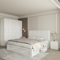 Ensemble de meubles de chambre à coucher moderne en bois, taille Queen, finition brillante, avec rangement, 1,5 m – Offre spéciale