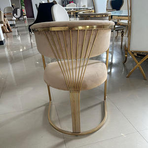 Hot Brown Velvet Modern Luxury Gold Fauteuil en acier inoxydable Chaises de salle à manger est une chaise de salle à manger <span class=keywords><strong>Narra</strong></span> Chaises de salle à manger Velur - Product Image 5