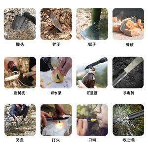 พลั่วพับได้อเนกประสงค์ 13.5 นิ้ว สีดำทั้งหมด สำหรับตั้งแคมป์กลางแจ้ง ป้องกันตัว พร้อมไฟฉาย - Product Image 4