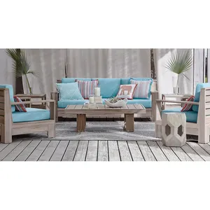 Leisure Ways Wooden Style Teak Wood Outdoor Furniture Modern Design Sofa Set Teak Garden Sofa