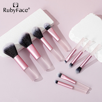 Meilleure qualité RubyFace 9 pièces fond de teint Blush correcteur fard à paupières pinceau de maquillage manche court ensemble de pinceaux de maquillage
