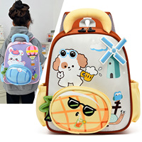 Sac à dos pour enfants, motif chiot de dessin animé, sac à dos à double bandoulière pour garçons et filles d'âge préscolaire, sac à dos de maternelle