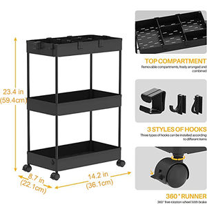 3 Tier Rollende Utility Cart Met Afsluitbare Wiel Keuken Opslag Ambachtelijke Serveerwagen Nail Salon Organizer <span class=keywords><strong>Trolley</strong></span> - Product Image 5
