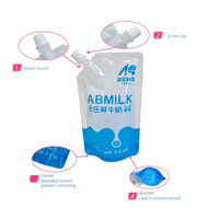 Emballage de jus de fruits en plastique compostable de qualité alimentaire PET/PE avec fermeture éclair et bec verseur, logo personnalisé, pochette pour liquide de nettoyage