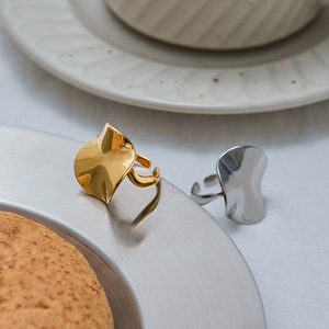 Geometric Shape Fashion <b>Ring</b> <b>Titanium</b> Steel 18k Gold Plated Open Design Unisex Jewelry Gift - Product Image 4