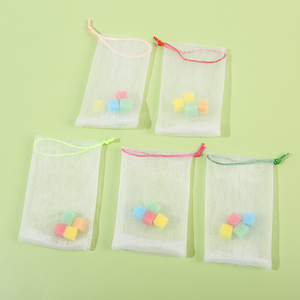 Super Foaming Soap Bag with Sponge & Ribbon - 9x12cm PE Mesh <b>Pouch</b>, Multi-Color Bath Accessory for Travel & Home - Product Image 3