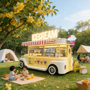 รถขายอาหารเคลื่อนที่รุ่นล่าสุด พิซซ่า เบอร์เกอร์ ไอศกรีม กาแฟ ขนมขบเคี้ยว มันฝรั่งทอด ไฟเบอร์กลาส ลากจูงได้ สแตนเลส ไฟฟ้า - Product Image 1