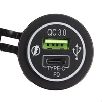Prise d'alimentation marine pour voiture et bateau 12V 24V 36W PD Type C Double USB Chargeur allume-cigare QC 3.0 Protection IP65
