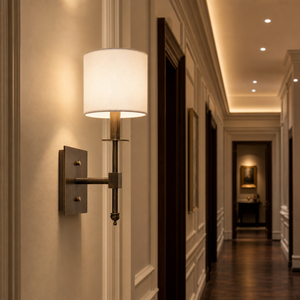 Custom Handmade Modern Luxury Brass Fabric Shade Wall Sconce 1-<b>Light</b> for <b>Bedroom</b> Living Room Hallway Staircase Villa OEM ODM - Product Image 2