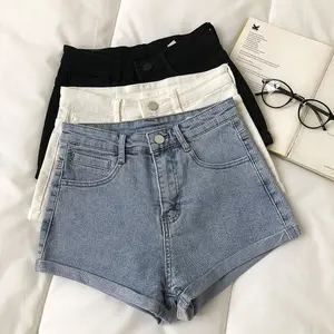 Bán buôn phụ nữ của bông giản dị giữa tăng Cutoff Quần short denim Bán buôn giá thấp OEM sản xuất