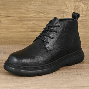 Botas Martin para Hombre, Altura al Tobillo, Punta Redonda, Cuero Genuino, Cierre de Cordones, Tacón Plano, Suela de Goma Antideslizante, Zapatos Casuales de Negocios - Product Image 2