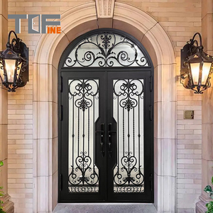 Guangdong moderno 65x81 <span class=keywords><strong>blanco</strong></span> cuadrado frontal seguridad hierro forjado vidrio Interior Exterior León decoración puerta de entrada insertos - Product Image 4
