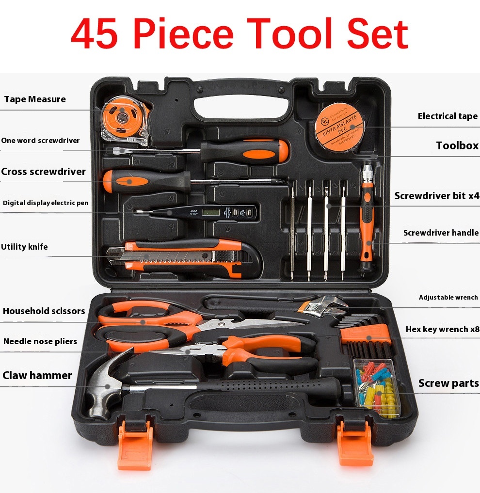 Ensemble d'outils à main de 45 pièces
