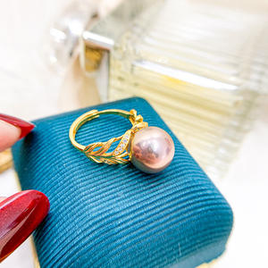 Support de bague en argent S925 avec perles rondes de 11-13 mm, accessoires de perles magnifiques à faire soi-même, perles en vrac 1853 - Product Image 2