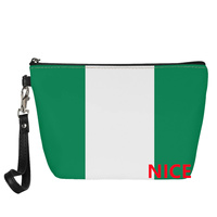 Trousse de toilette en similicuir PU avec anse, motif drapeau nigérian, idéale pour les voyages, le rangement de cosmétiques dans la salle de bain, souvenir culturel