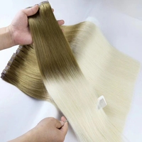 En gros Double Dessiné PU Peau Trame Os Droite Clip Cheveux Russe Vierge Remy Extensions de Cheveux 100% Cheveux Humains pour les Femmes