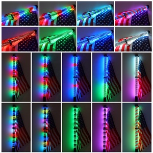 Lumières de fouet à LED de 1FT 2FT 3FT Fat Chase RGB Dancing Whip Light antenne drapeau lumières d'avertissement pour ATV UTV hors route côte à côte - Product Image 5