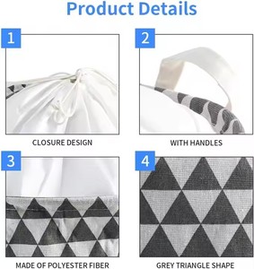 Skymoving mới tùy chỉnh giặt lưu trữ cản trở hộp bin với dây rút đóng cửa vải ráp giỏ giặt tổ chức Túi - Product Image 2