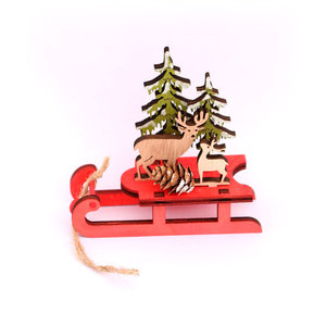 Nouvelle Décoration de Noël 2020 en Bois Coloré à Assembler, Traîneau Remorqué par des Rennes, Cadeau, Comprend une Pomme de Pin pour Noël - Product Image 5
