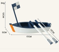 Décoration nautique méditerranéenne pour la maison, modèle de bateau à rames en bois peint à la main, ornement de style plage