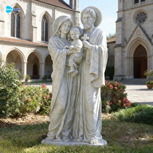 Escultura <span class=keywords><strong>de</strong></span> la Sagrada Familia en Mármol Blanco Natural Tallada a Mano, Decoración Religiosa Católica <span class=keywords><strong>de</strong></span> Tamaño Real para Exteriores - Product Image 4