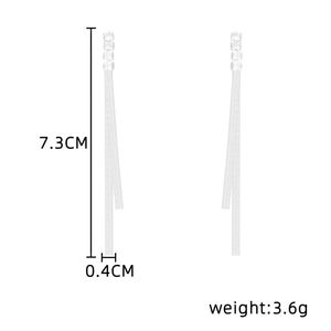 Boucles d'oreilles pendantes de luxe en argent S925 avec zircon étincelant, longues pampilles et strass vintage hyperboliques - Product Image 5