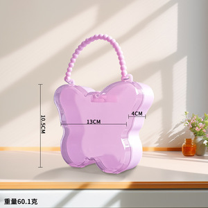 Butterfly Shape Acrylic Jewelry Organizer Box For Kids Girls Pink Red Sky Blue Violet Transparent 1-3L Capacity Storage Case - Product Image 4