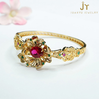 Évider Plaqué Or Diamants Bracelets Vintage Pierres Précieuses Bracelets Fleur Forme Bijoux Pierre Facettes Cultivées Rubis Bracelets