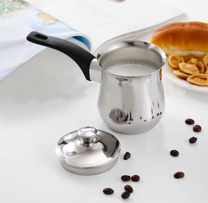 Cafetière arabe <span class=keywords><strong>vintage</strong></span>, cafetière martelée Cezve Ibrik avec poignée en métal, cafetière grecque turque en acier inoxydable - Product Image 6