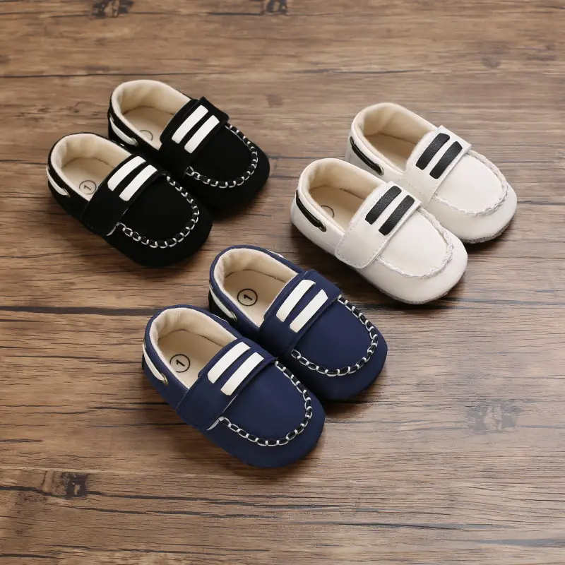 Baby Casual Shoes Pu Leather Moccasins Soft Sole Slip-on Velcroed Design Baby Girl Toddler Shoes