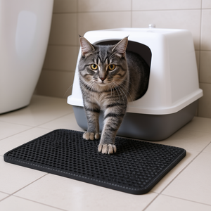 Alfombra para arena de gatos MiLi de doble capa, impermeable, fácil de limpiar, 21 x 14, rectangular, negra, para arena de gatos - Product Image 2