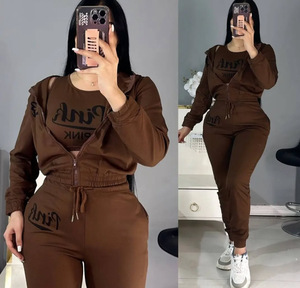 Conjunto de chándal de 3 piezas de alta calidad para <span class=keywords><strong>mujer</strong></span> Traje de otoño invierno con decoración de encaje vintage Tops cortos Tamaño XL ¡Super <span class=keywords><strong>ofertas</strong></span>! - Product Image 4