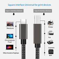 Cable de impresora de alta velocidad de 480Mbps, trenzado de nailon, & Play Plug, compatible con impresoras/escáneres/máquinas de fax tipo C a 2,0 de