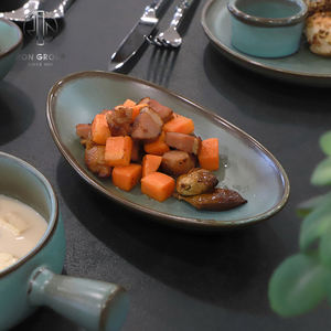 Assiettes ovales en porcelaine noire élégante en ébène, vaisselle écologique pour restaurant, maison, repas gastronomiques, service de banquet - Product Image 3