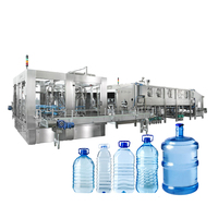 Ligne de production entièrement automatique pneumatique pour le remplissage d'eau en bouteilles PET de 5 gallons, avec équipement de lavage, de bouchage et d'embouteillage, garantie 1 an