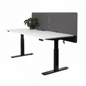 Papan poliester papan hewan peliharaan siap digunakan desain baru 120x60(40 + 20) pembagi privasi meja dengan layar partisi braket meja
