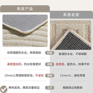 พรมครีมสีพื้นสไตล์อิตาลีผ้าไหมไดอะตอมผ้าไหมกันน้ำกันสิ่งสกปรกสำหรับฤดูใบไม้ร่วงฤดูหนาวชุดพรมสำหรับพื้นที่คนดังทางอินเทอร์เน็ต - Product Image 6