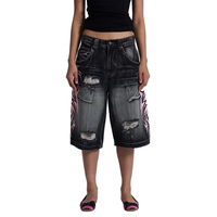 Shorts en jean noir personnalisés de haute qualité pour femmes, coupe ample, streetwear, jorts, design classique, vente en gros, été
