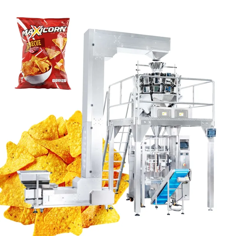 Machine d'emballage de chips entièrement automatique avec remplissage à l'azote, machine d'emballage de chips