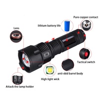 Lampes de poche tactiques LED à stroboscope QXMOVING en alliage d'aluminium, étanches, antichoc, rechargeables avec batterie 26650, 2000 lumens