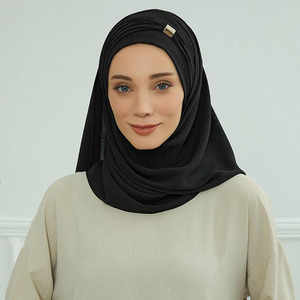 Boutique Hijab respirant instantané lin coton mousseline <span class=keywords><strong>de</strong></span> soie Turban Jersey Hijab foulard musulman léger chapeau musulman <span class=keywords><strong>Bonnet</strong></span> - Product Image 5
