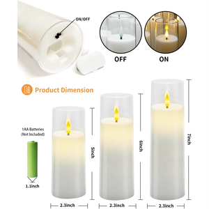 <span class=keywords><strong>Led</strong></span> 3D Flameless điều khiển từ xa trụ cột nến plexiglass nhấp nháy với 2/4/6/8 H hẹn giờ làm bằng sáp parafin - Product Image 3