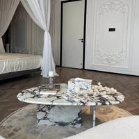 Table basse en marbre Calacatta Viola minimaliste de luxe Cammy Stone pour salon, villa, hôtel, maison, résidences