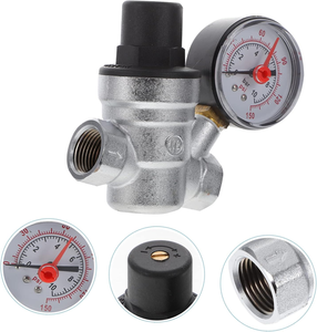 Tmok DN20 3/4 "inç kaplama pirinç ayarlanabilir su RV basınç düşürücü regülatörü ayar vanası basınç göstergesi ile - Product Image 2