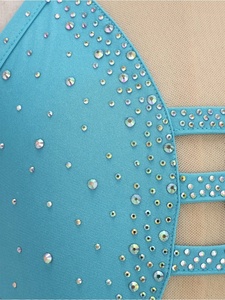 Tops Cortos Brillantes con Pedrería para Niñas, Cuello Halter, Malla Recortada, Ropa para Actuaciones Escénicas, en Varios Colores - Product Image 3