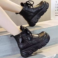 Bottines d'hiver 2026 pour femmes, style britannique, semelle épaisse, doublure en fausse fourrure, talon moyen