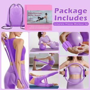 Kit de Pilates <span class=keywords><strong>pour</strong></span> Entraînements à Domicile, Ensemble d'Équipements de Pilates avec Anneau, Ballon, Bandes de Résistance, Accessoires de Pilates en Boîte <span class=keywords><strong>pour</strong></span> Femmes à Domicile - Product Image 4