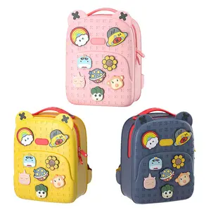 supplier yellow pink kindergarten suitcase portable waterproof lovely silicone school backpack children anti-lost bag for kid