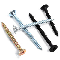 Vis autotaraudeuse à tête plate en acier inoxydable, acier au carbone, zinguée noire, vis dorée, vis à bois, fixation métallique pour meubles